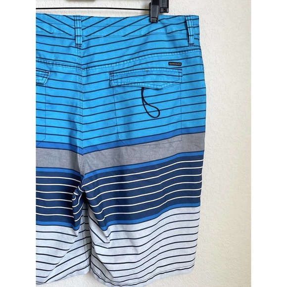 Quicksilver Mens Blue Striped Board Shorts XL Polyester Drawstring Preowned - Picture 8 of 12